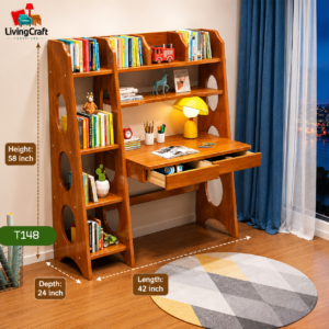 Kids Study Table with Bookshelf