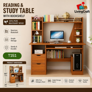 Smart Study Desk with Bookshelf
