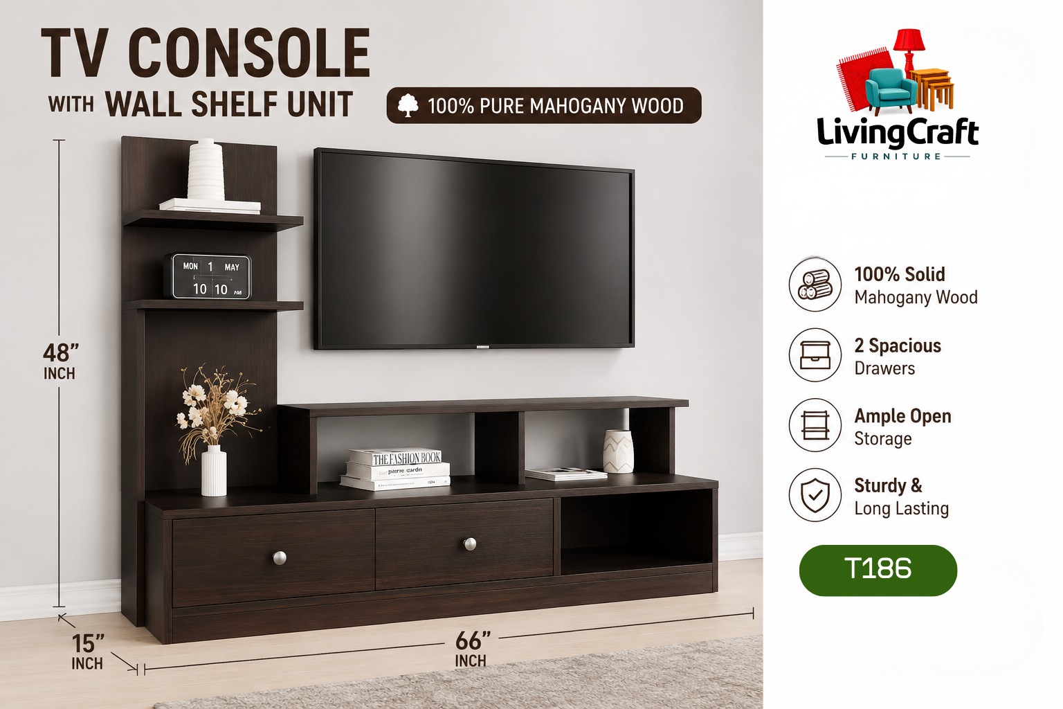 TV Console with Wall Shelf Unit